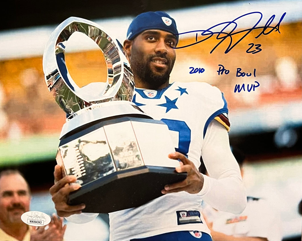 DeAngelo Hall Signed Pro Bowl trophy 8x10 photo